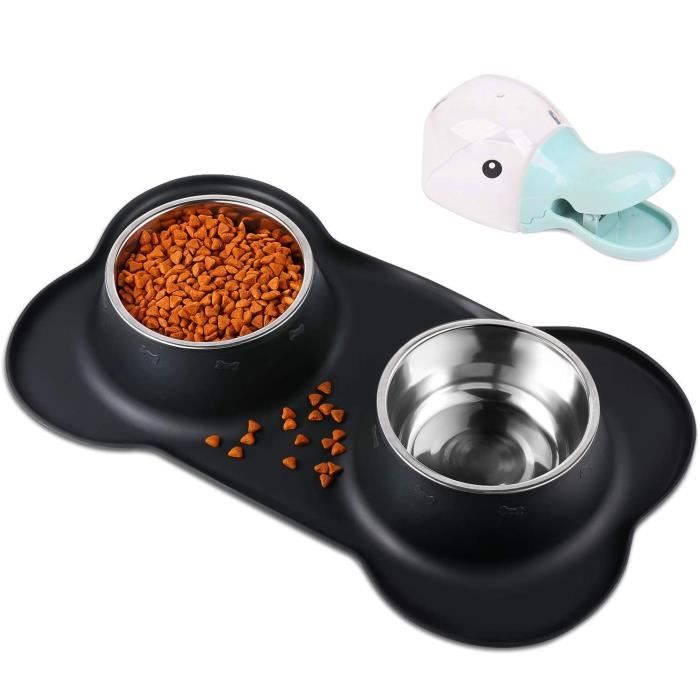 Meilleurs prix pour 2x400ML Gamelle pour Chat et Chien Double Inoxydable Bol en Acier Inoxydable Base Antidérapante Anti-débordement Anti-déversant