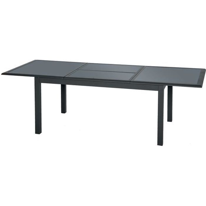 Table Extensible Rectangulaire Azua Verre 6 10 Places Anthracite
