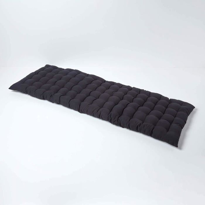 Coussin pour banc de jardin - HOMESCAPES – Noir – 143 x 48 x 5 cm – Matelas de sol – Coton et polyester – Extérieur Coussin pour banc de jardin - HOMESCAPES – Noir – 143 x 48 x 5 cm – Matelas de sol – Coton et polyester – Extérieur