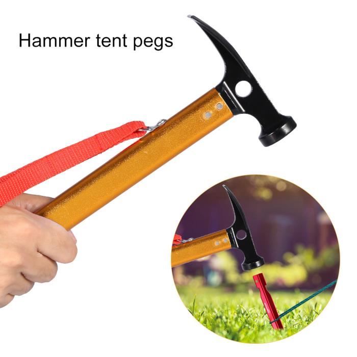 Marteau De Camping Multifonction - Aluminium Et Acier, Extracteur De Piquets
