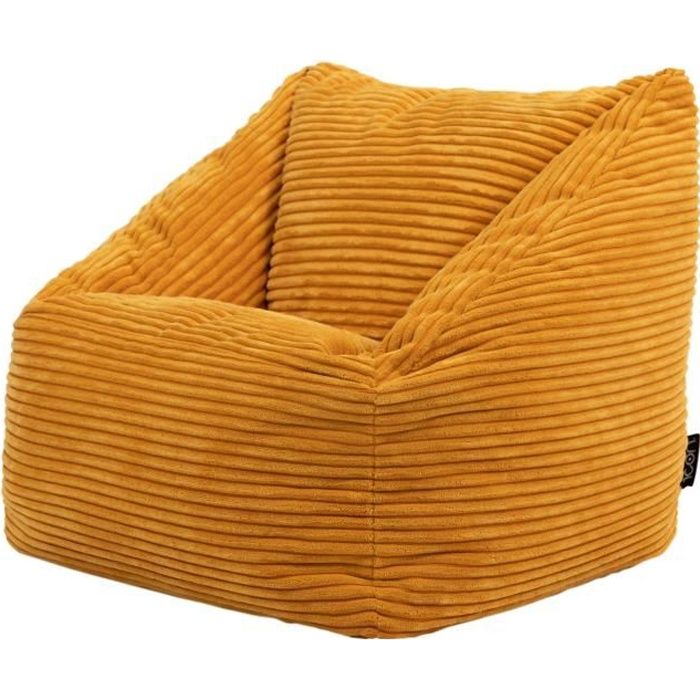 pouf fauteuil enfant en velours côtelé jaune - icon morgan
