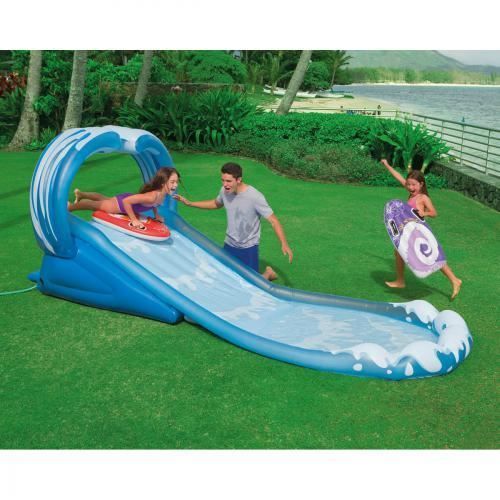 Toboggan d'eau 406x168x163cm + 2 Body Board Intex Cdiscount Jeux