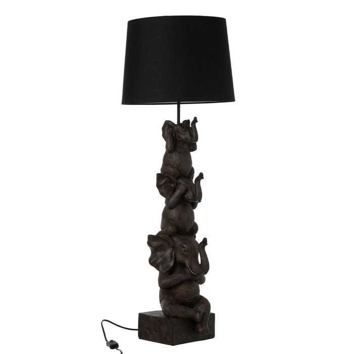 Lampe à Poser Déco 3 Éléphants 100cm Marron