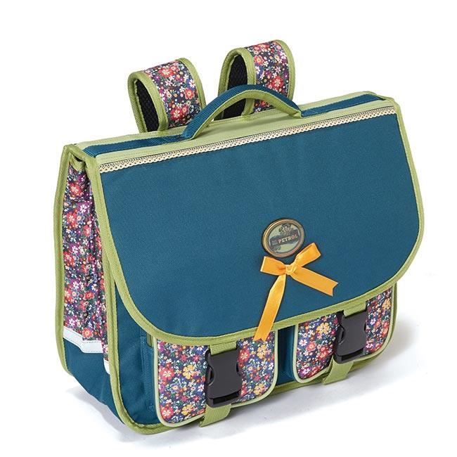 Cartable LILI PETROL Flowers 41 cm 3 compartiments bleu Cdiscount
