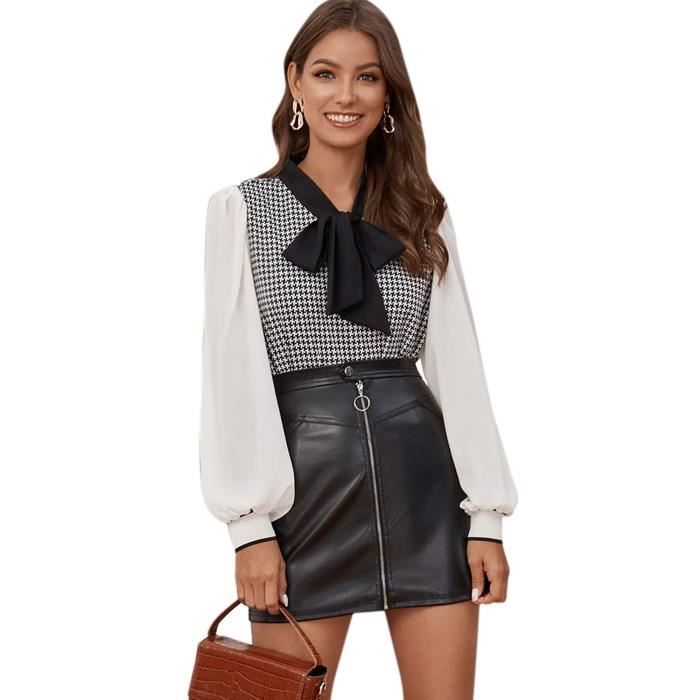 Chemisier Satin Femme Chic Col Cravate - Manches Longues, Cordon De Serrage - Pour Bureau, Soirée, Occasion élégante