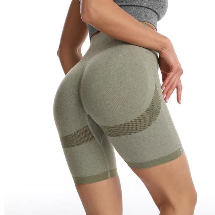 Short de Yoga Femme Taille Haute Respirant Marque Modele Vert Violet Sans Couture Vert Cdiscount Sport