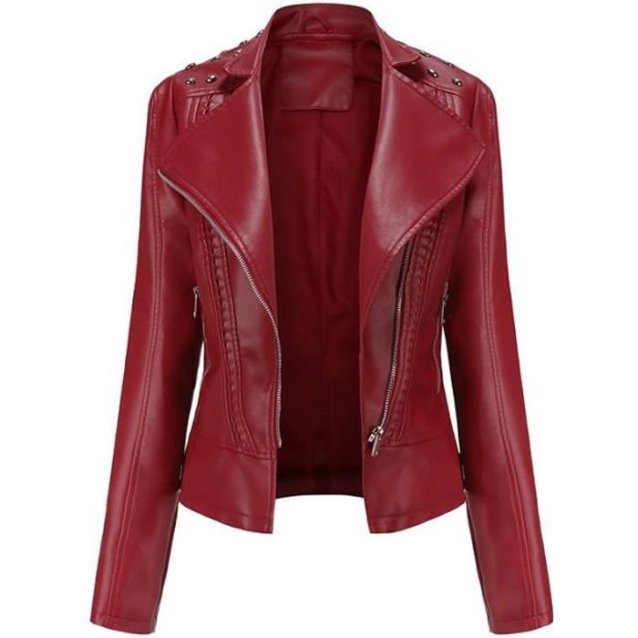 Veste cuir femme bordeaux online