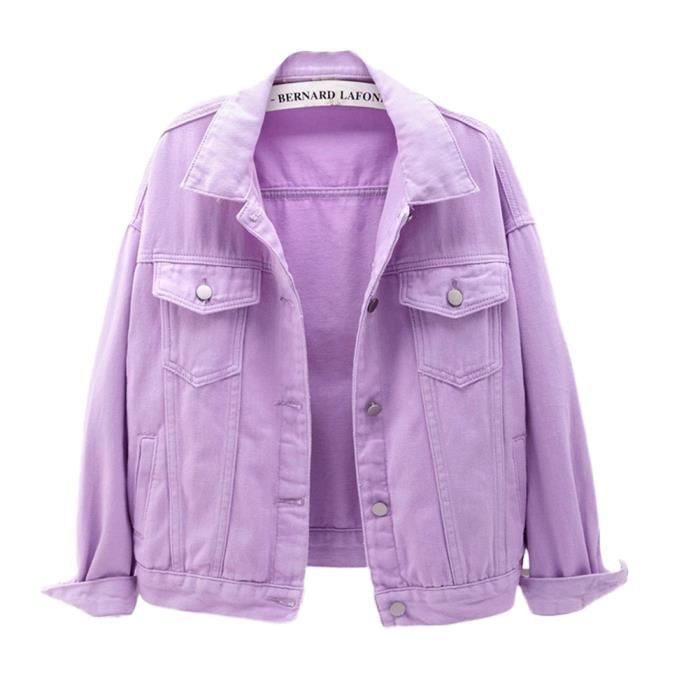 Femme Veste en Jean Court Denim Veste Manches Longues Fille