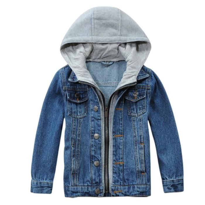 Veste en jean garcon vintage Veste a capuche garcon 4 14 ans Bleu Cdiscount Pret a Porter