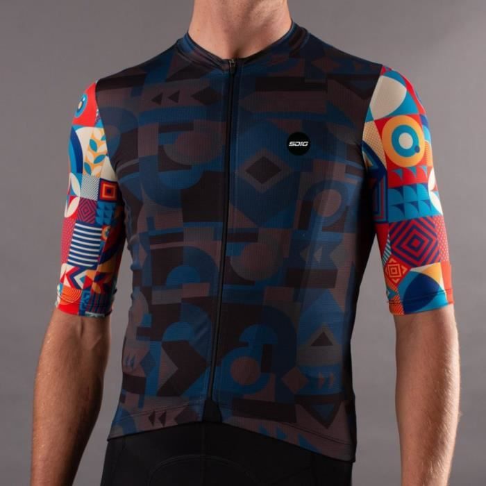 Maillot Cycliste Homme été – Respirant, Polyester, Manches Courtes, Zip, Tailles S à 3XL