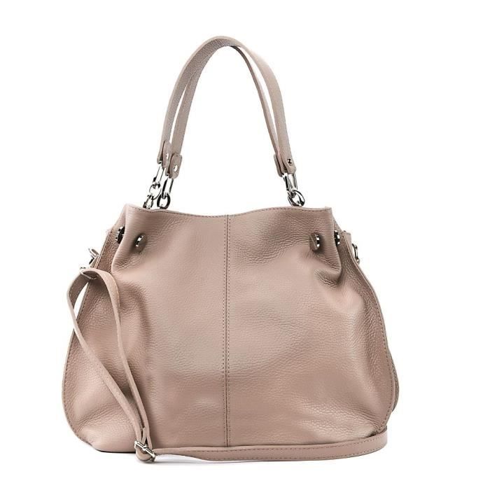 Sac A Main En Cuir Italien Denzel Rose Pale Achat Vente Sac A Main En Cuir Italien Cdiscount