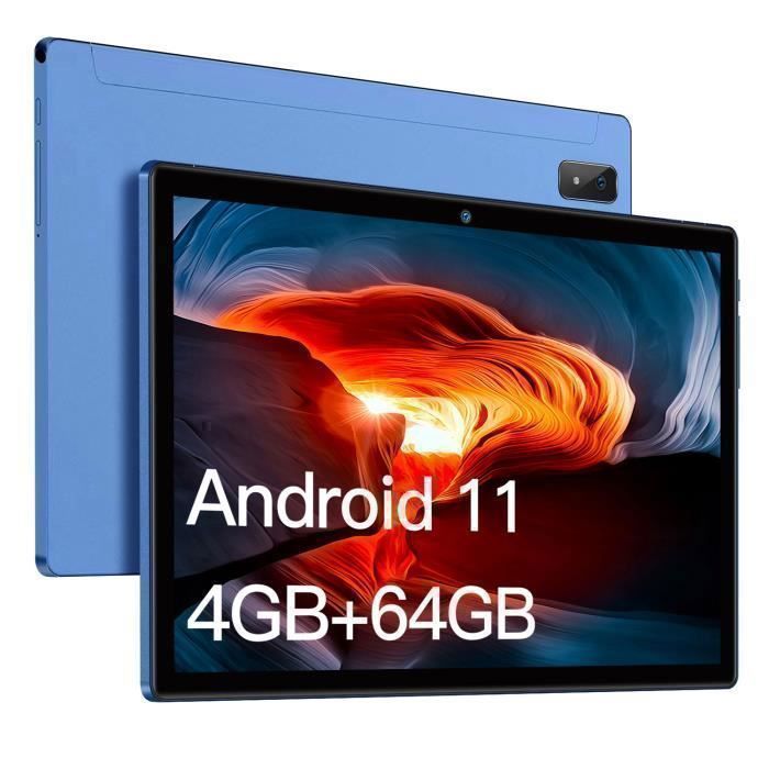 Tablette Tactile 10 Pouces Android 11 Tablettes 4 Go RAM 64 Go ROM Certification Google GMS Caméra 2+5MP 6000mAh Bleu