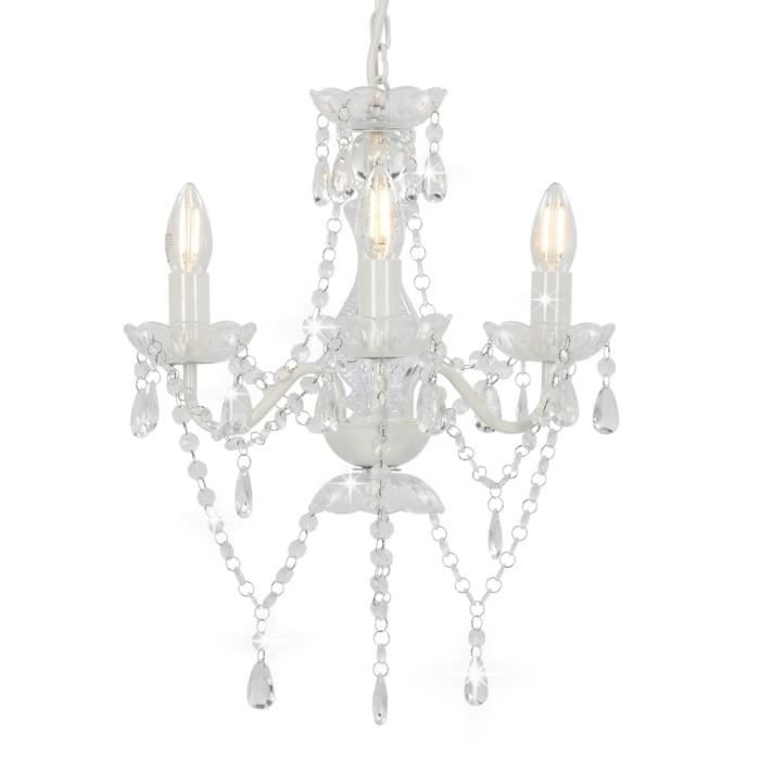 UNIQUE*NEW Lampe murale Salon-CHIC Lustre avec perles Blanc Rond 3xE14 ...