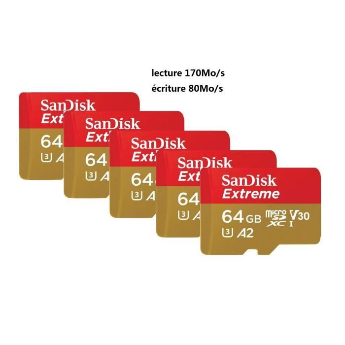 Carte Mémoire SDXC 64 Go 90 Mo/s - Class 10, Haute Vitesse Pour Appareils Photo Canon IXUS 180