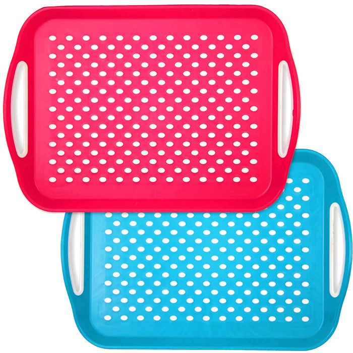 FISHTEC Lot de 2 Plateaux de Service Antidérapants avec Poignées Ergonomiques 415 x 295 cm