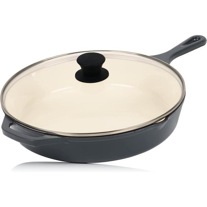 Cocotte En Fonte émaillée Mahlzeit 10,8 L - Bleue, Compatible Induction, Couvercle Poêle Intégré