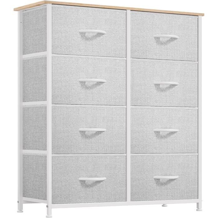 Commode 8 Tiroirs En Tissu YITAHOME - 86x30x90 Cm, Cadre Métal, Couleur Kaki, Rangement Chambre