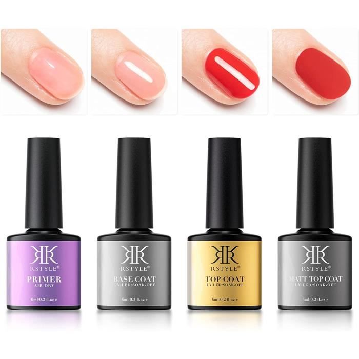 RSTYLE Base et Top Coat Semi Permanent Primer Matte Top Coat Vernis à