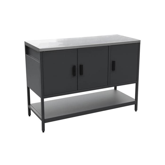 Cuisine dextérieure en acier noir 3 portes.1 étagère L120cm Cuisine dextérieure en acier noir 3 portes.1 étagère L120cm