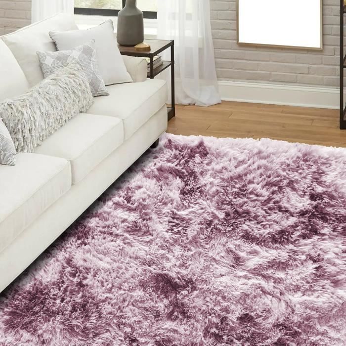 YOGI EFFECT - Tapis extra-doux effet tie and dye rose 120x170 cm