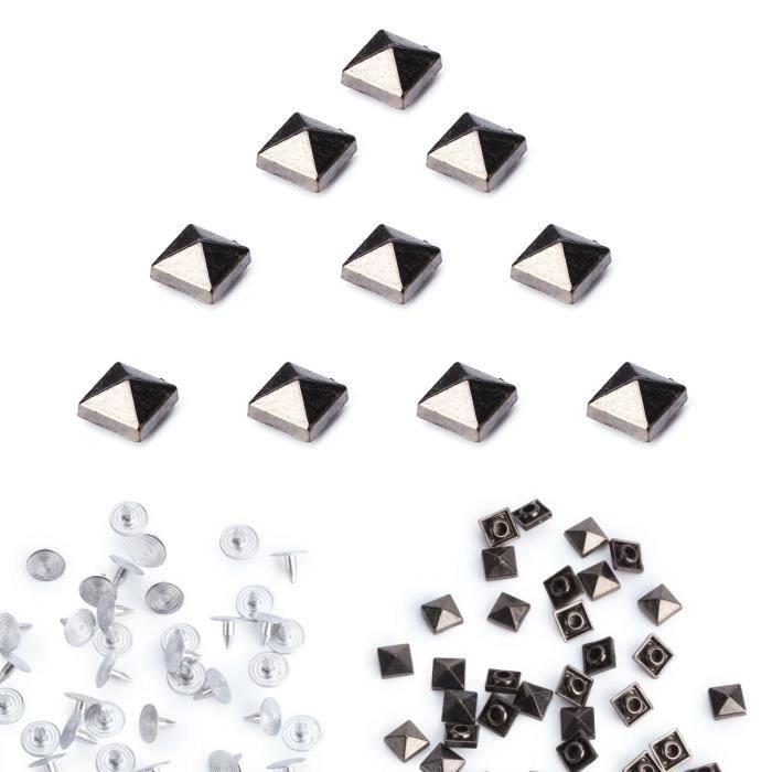 100 Clous Pyramidaux Laiton 12 Mm - Rivets Avec Broche Pour Décoration Cuir, Jeans, Style Punk Gothique - 1