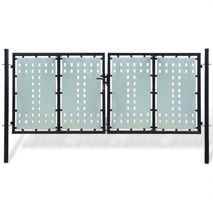 vidaXL Portail de clôture noir à une porte 300x125 cm 141692
