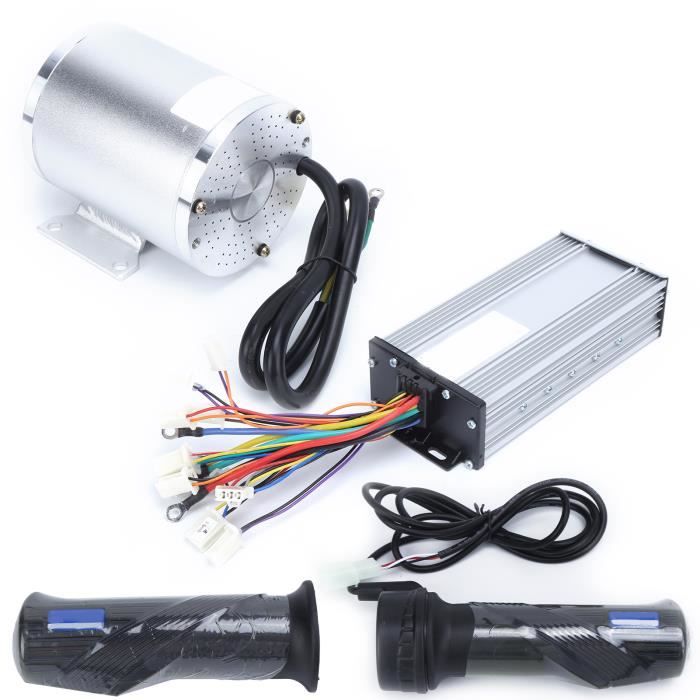 VEVOR Kit de moteur électrique sans balais, 1800 W, moteur électrique CC pour karts, 48 V 4500 tr/min, avec contrôleur de vitesse et kit de poignée d'accélérateur, pour vélo électrique, moto, scooter