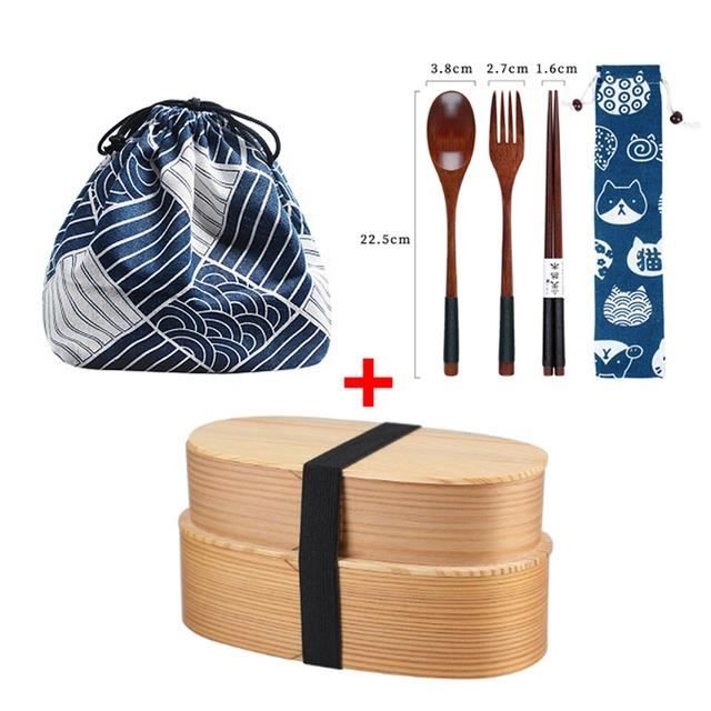 Boîte à Repas Japonaise En Bois Avec Séparateur Pour Enfants Et Adultes, Récipient Alimentaire Japonais Portable Pour Pique-nique, Bureau, Randonnée, Camping (forme De Taille Hemlock | 45,7 X 25,4 X