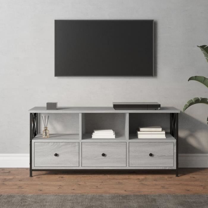 Meuble TV Sonoma Gris 80x35x54 Cm + Table Basse Assortie – Ensemble Bois D'Ingénierie Moderne Et Pratique Pour Salon
