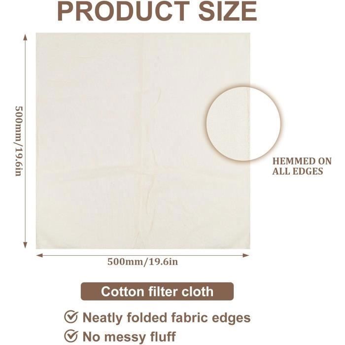 Étamine De Cuisine Coton 150x150 Cm - Réutilisable, Qualité Alimentaire, Pour Fromage, Confiture, Filtrage