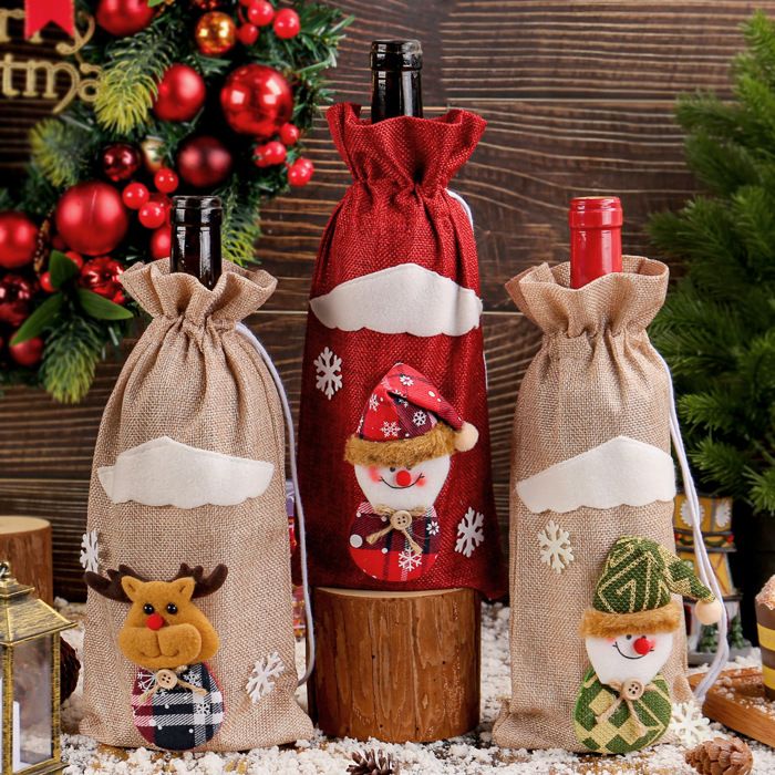 2 Pcs Noël Bouteille De Vin Housse, Couverture Bouteille De Vin De Noel Noel Decoration Sacs Pour Bouteilles Sacs A Cadeau De Vin De Noel Pour Habi 98837833