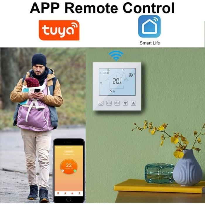 Thermostat Connecté Chaudière Eau Gaz WiFi LCD Tactile Vocale Intelligent  3A