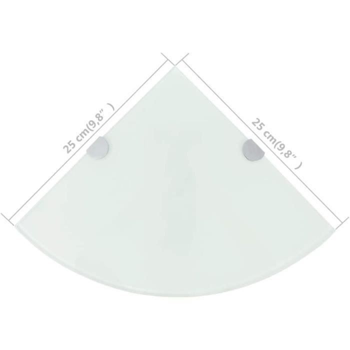 Étagère D'angle En Verre Trempé 200x200 Mm - 2 Supports Chromés - Épaisseur 6 Mm - Parfait Pour Salle De Bain