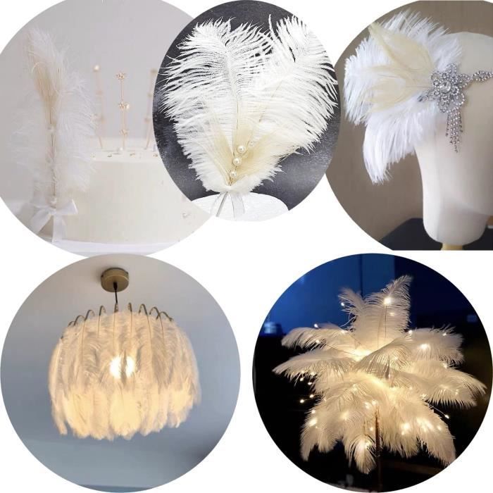 Rockreyoa Plumes d'autruche de bricolage de 30 à 35 cm, couleurs macarons naturelles, plumes mixtes pour le bricolage, plumes d'oiseau colorées, décoration de cheveux, stylos artisanaux, pour