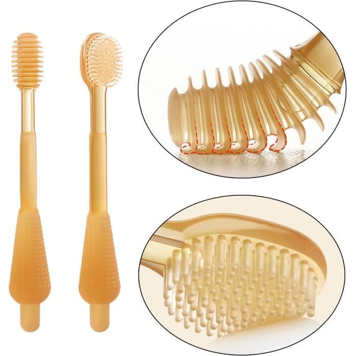 Brosse à dents souple pour enfants – 6 pièces à doigts en caoutchouc, 2 en forme de U – Multicolore sûr