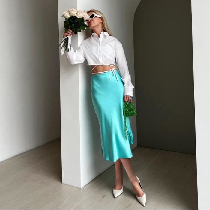 Jupe Longue Femme Boheme Kaiia Jupe Longue D'ensemble En Satin