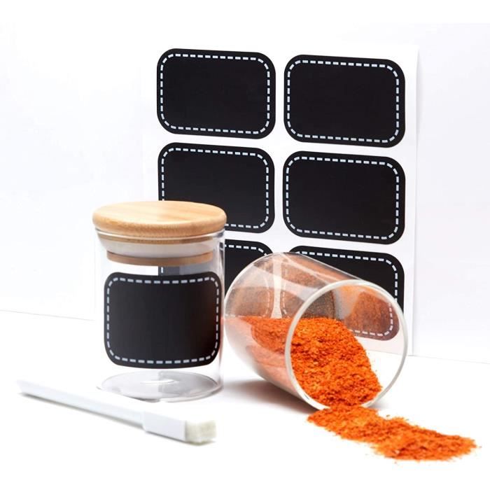 Lot De 24 Pots à épices En Verre 120 Ml Avec Couvercles Aluminium Et Saupoudreur - Inclut étiquettes, Stylo, Entonnoir Et Pinceau - Pour Rangement Cuisine
