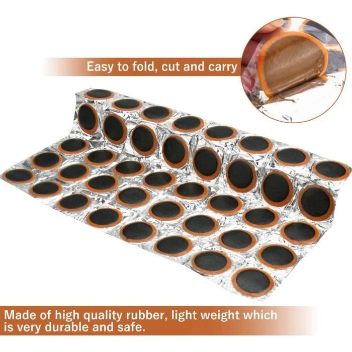 Lot De 50 Rustines Rondes Pour Pneus Voiture/moto - Diamètre 32 Mm, En Caoutchouc, Avec Fil De Fer Inclus
