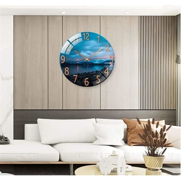 Horloge Murale Décorative Tulup En Verre - Thème Chat Gris, Diamètre 30cm, Mouvement Quartz