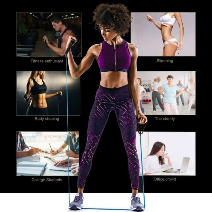 Bande De Résistance Fitness Avec Poignées – Élastique Musculation 4 Tubes – Pour Abdos, Bras, Jambes, Yoga