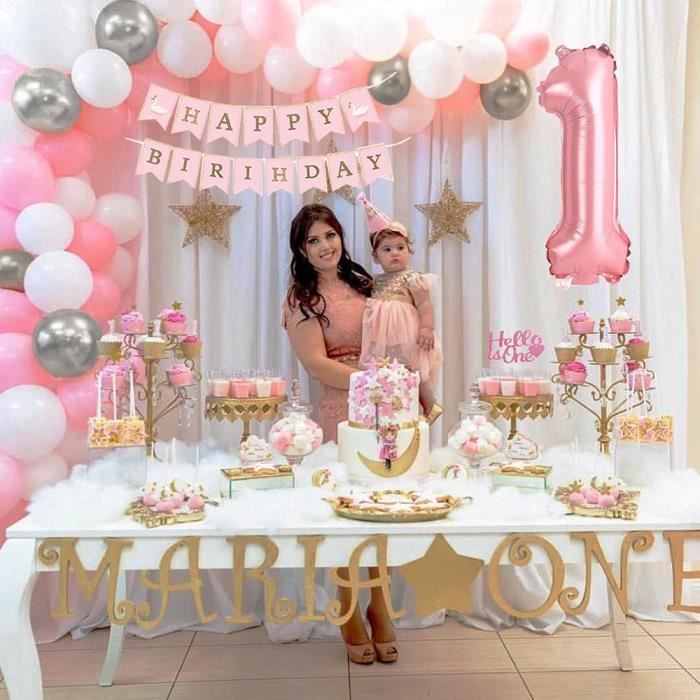 Decoration Anniversaire 1 An Fille, Ballon Anniversaire 1 An Rose, Happy  Birthday Bannière Confettis Latex Nappe Pour Anniver[H4674] - Cdiscount  Maison