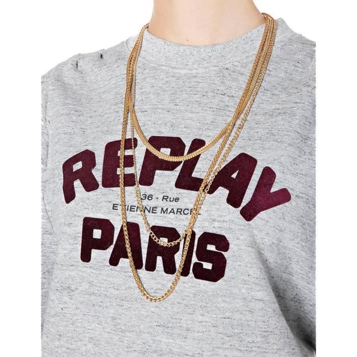 Replay Pull Homme S Gris Pull En Laine Mélangée À Manches