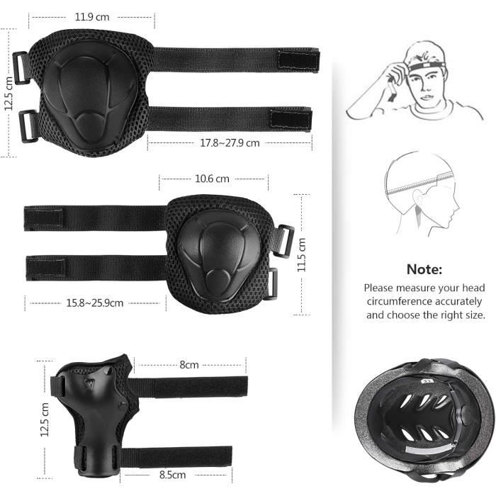 AIDY Casque Vélo Enfant + Set Protection Complet (genouillères, Coudières, Protège-poignets) – Pour Skate, Roller, BMX – Taille Réglable 3-8 Ans