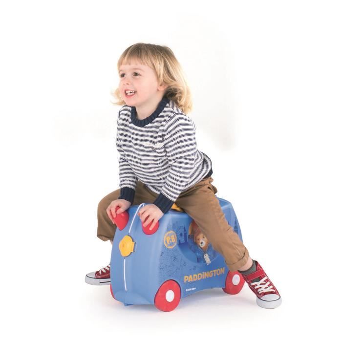 TRUNKI Ride On Valise a Roulettes Enfant Paddington 46x30x21 cm Bleu et Rouge
