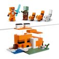 LEGO® 21178 Minecraft Le Refuge du Renard, Jouet de Construction Maison, Enfants dès 8 ans, Set avec Figurines Zombie, Animaux-3