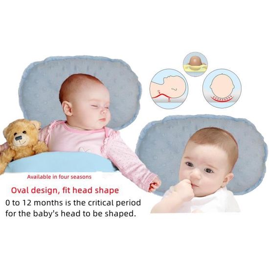 FOUTP Oreiller bébé naissance oreiller bébé anti tête plate,Coussin bébé plagiocéphalie traitement de la tête plate à mémoire de forme Lavable Anti-déviation Oreiller orthop& 