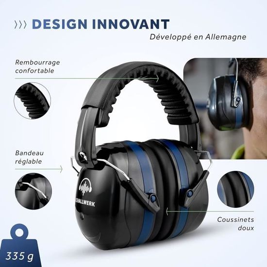 Casque Anti-bruit Schallwerk Work+ - Protection Auditive Jusqu'à 39.8dB - Réglable Pour Travail & Quotidien