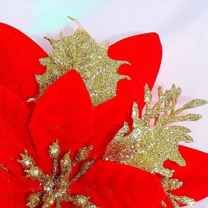 Fleurs De Poinsettia Scintillantes Pour Noël - Lot De 24 Pièces, Or, Décorations D'arbre, Mariage, Fêtes