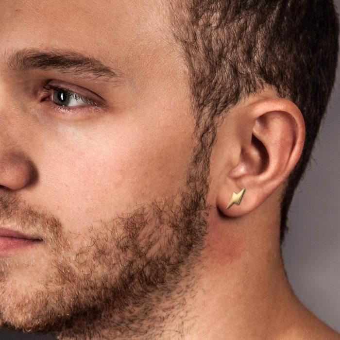 3 Paires Boucle d'Oreille pour Homme Clous d Oreilles Foudre en ..., حجم الصورة 700x700