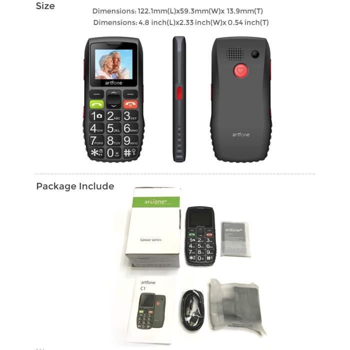 Téléphone portable senior amplifié - CL8600 - Bouton d'urgence